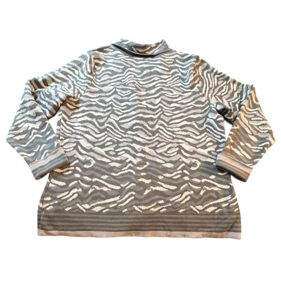 Isaac Mizrahi Live! Womens Zebra Print Cardigan Sweater XL 100% Cotton Cozy - Picture 6 of 7